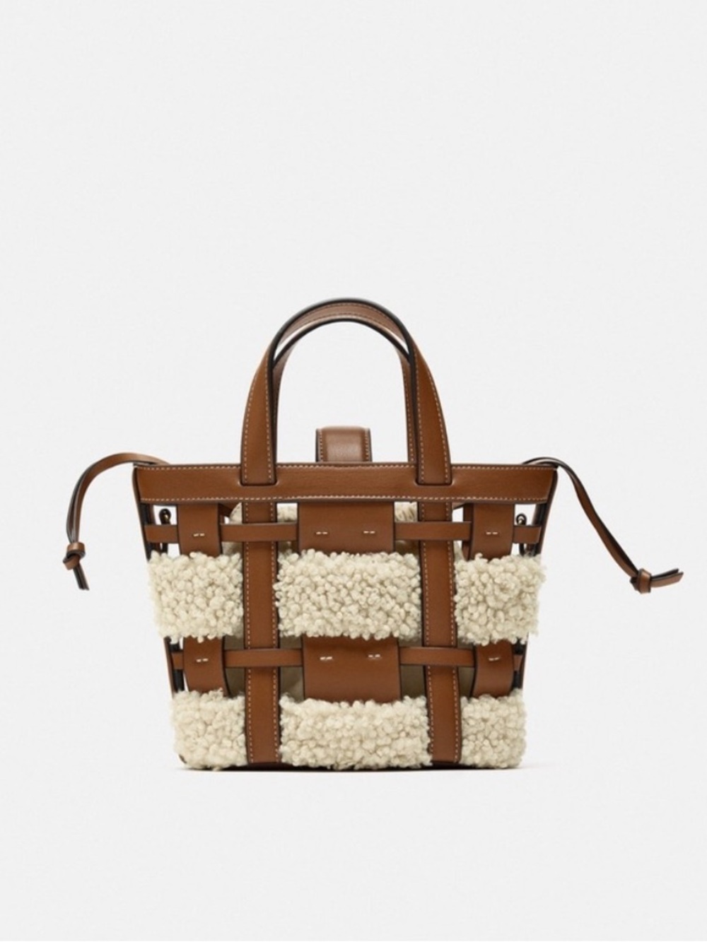 Zara Brown Purse with Cream Shearling